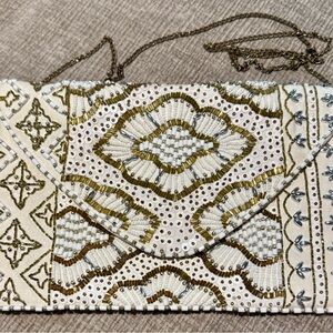 Elegant White and Gold Clutch Bag